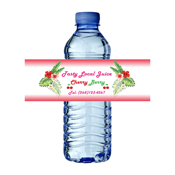 custom label Juice or water bottled in Antigua